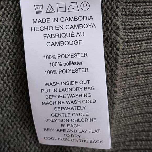 Michael Kors Striped Open Front Longline Cardigan Sweater XL White Olive Green - Picture 7 of 7